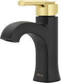Pfister Vaneri Single Handle Bathroom Sink Faucet 1-Hole Matte Black and Brushed Gold Finish NSF Certified Water-Efficient Push & Seal Drain TiteSeal Technology LF042VRIBBG