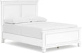 Signature Design by Ashley Fortman Transitional Full Panel Bed with Tapered Feet, Foundation or Box Spring Needed, White