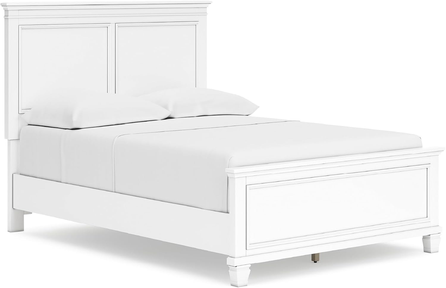 Signature Design by Ashley Fortman Transitional Full Panel Bed with Tapered Feet, Foundation or Box Spring Needed, White