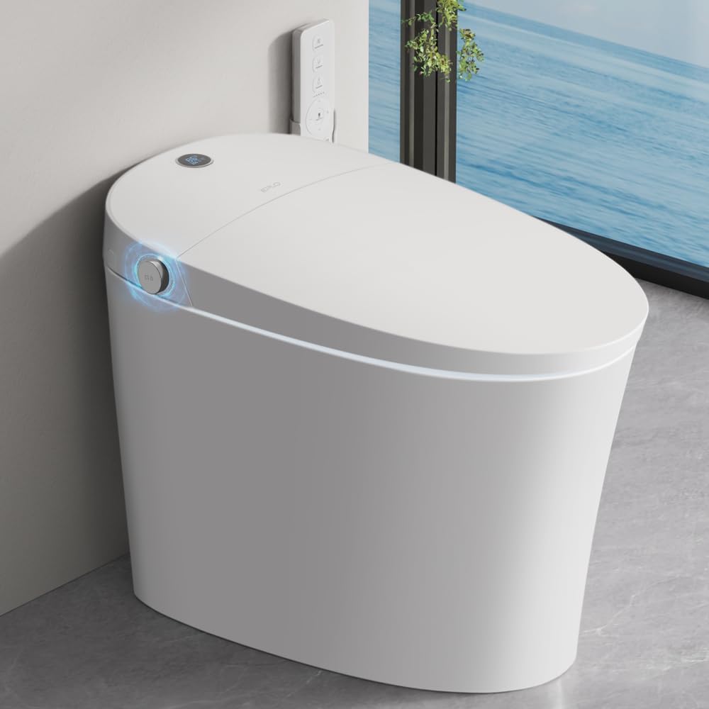 EPLO Smart Toilet Bidet with Tank,Foam Shield,1000g MaP Powerful Flush,Blackout Flush,Dual Auto Flush,Heated Seat,Air Dryer,Modern Elongated Japanese One Piece Bidet for Small Bathrooms E18