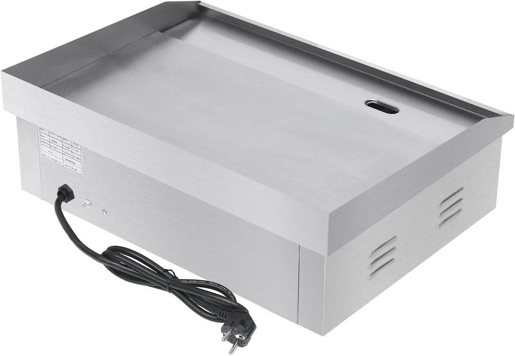 1600W Flat Top Grill Commercial Electric Griddle Adjustable Thermostatic Control Countertop Stainless Steel Restaurant Teppanyaki Cooking Stove for Outdoor Kitchen,Silver