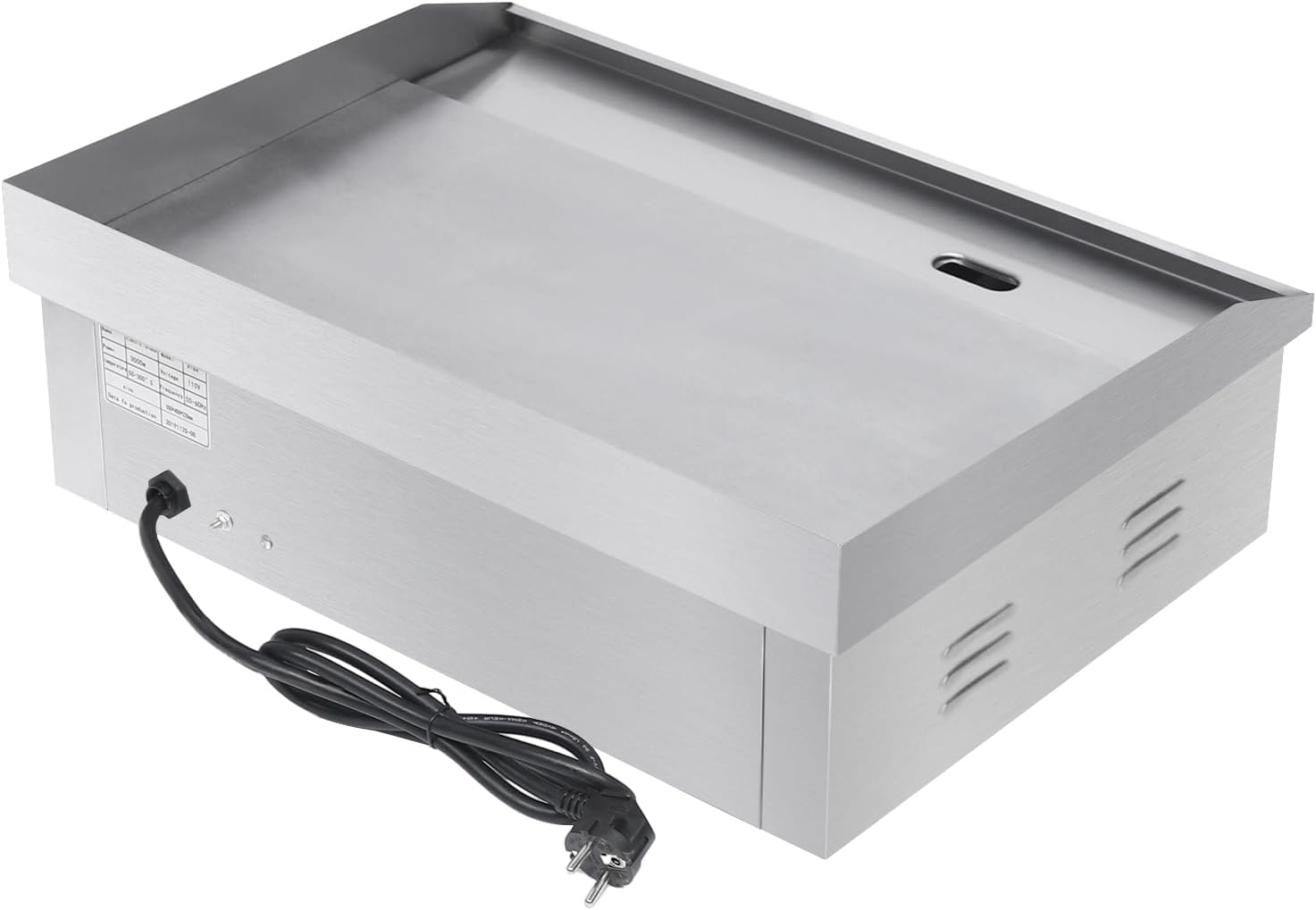 1600W Flat Top Grill Commercial Electric Griddle Adjustable Thermostatic Control Countertop Stainless Steel Restaurant Teppanyaki Cooking Stove for Outdoor Kitchen,Silver