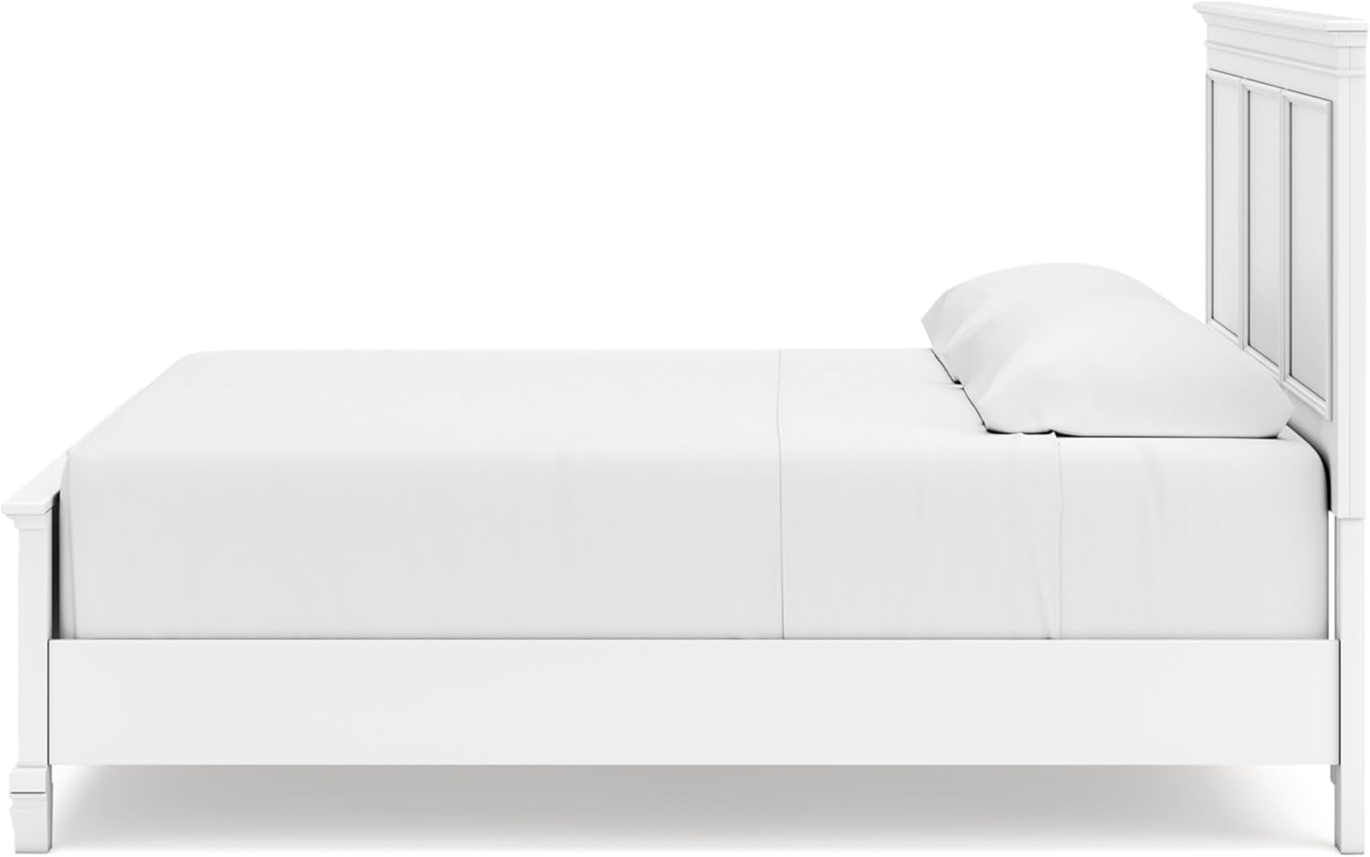 Signature Design by Ashley Fortman Transitional King Panel Bed with Tapered Feet, Foundation or Box Spring Needed, White