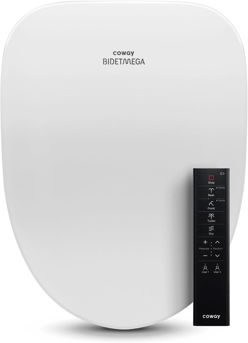 COWAY Bidetmega 500S Electronic Bidet Toilet Seat with Instantaneous Water Heating, Heated Seat and Dryer, Auto Open and Close Lid, Night Light, Deodorizer, Stainless Nozzle, Remote Control, Elongated