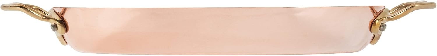 Mauviel M'150 B 1.5mm Polished Copper & Stainless Steel Oval Pan With Brass Handles, 11.8-in, Made in France