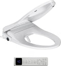 Sanyipace Bidet Toilet Seat, Elongated Electric Smart Heated Toilet Seat with Warm Water & Dryer, Self-Clean Nozzle, Night Light, Soft-Close Automatic Lid, Aromatherapy Function (White LED)