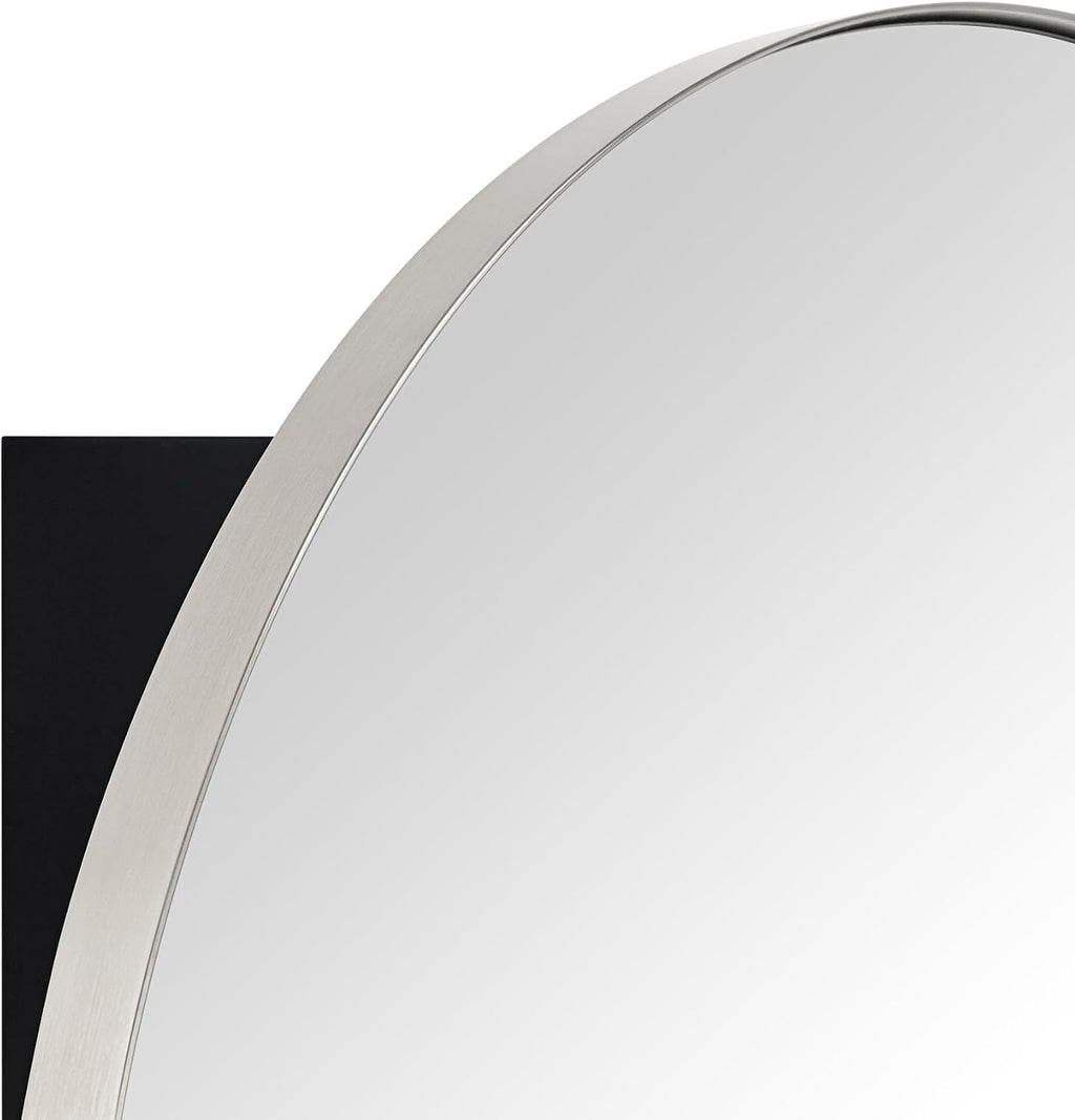 Surface Mount Brushed Nickel Round CircleBathroom Medicine Cabinet with Mirror Circlular Shaped Stainless Steel Metal Framed Medicine Cabinets Bathroom Cabinet with Mirror 24'' Diameter