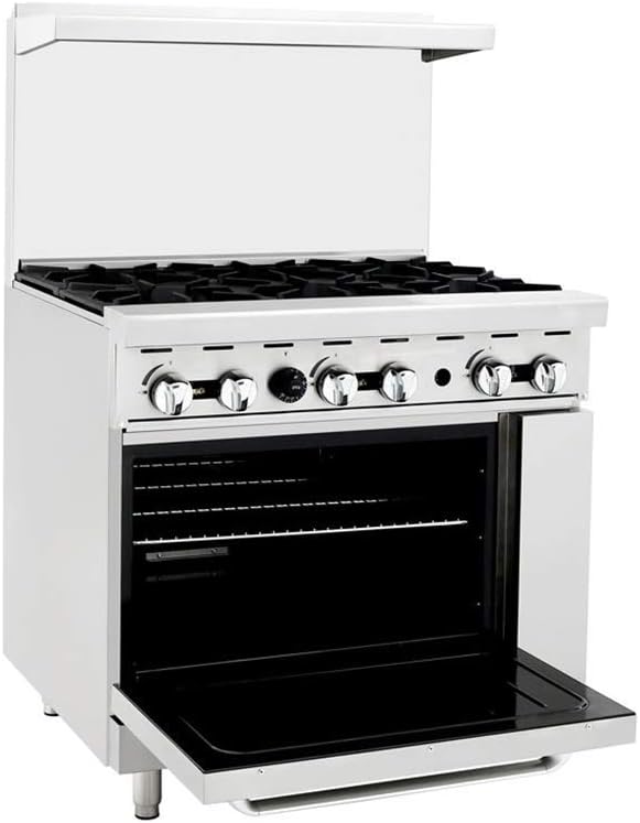 Atosa AGR Commercial Gas Range, 36' Gas Range, (6) Burners Top, (1) Standard Oven, Natural Gas (AGR-6B-NG)