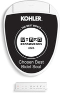 Kohler PureWash E820 Elongated Heated Bidet Toilet Seat, White with Remote Control, Quiet-Close Lid, Automatic Deodorization, Warm Water, Self-Cleaning Wand, Adjustable Water Pressure and Nightlight