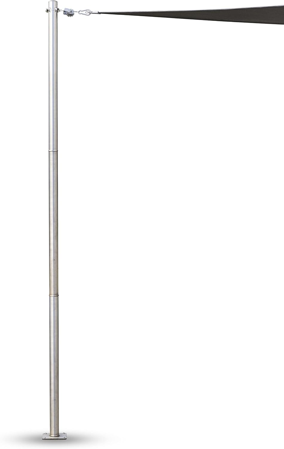 Amgo 8ft Pole Stainless Steel, Heavy Duty with Base Plate & Height Adjustable Mounting Clamp T - Easy Installation Shade Sail Canopy Post, Fence Post, Flagpole, Sign Post - Outdoor, Garden, Backyard