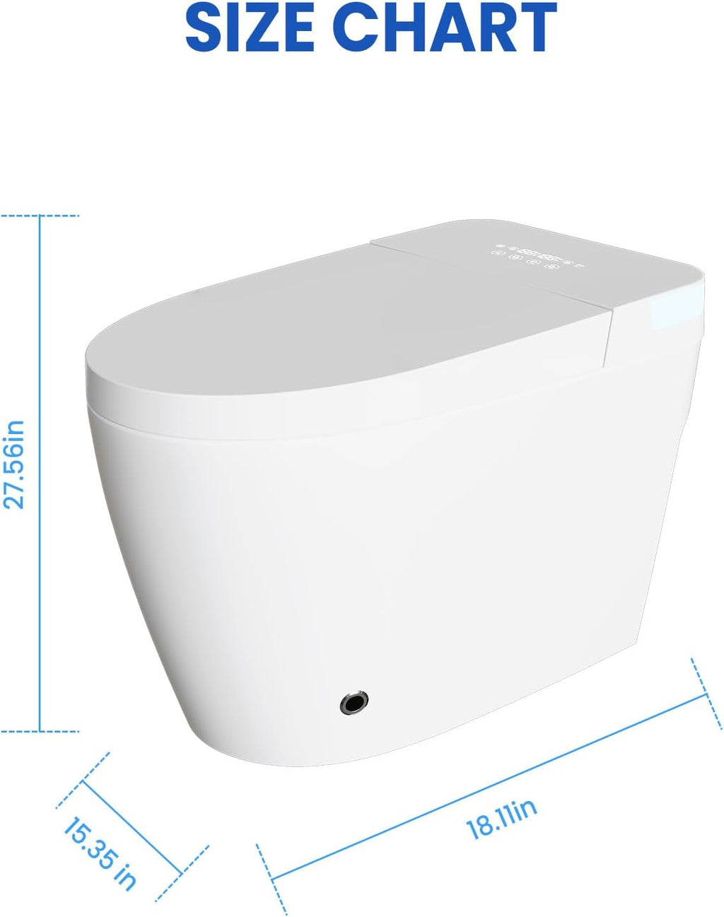 Smart Toilet with Bidet Built-In - Elongated One-Piece Design, Heated Seat, Auto Flush & Kick Sensor, Warm Water Wash, ADA Comfort Height, Night Light, LED Display, and Blackout Flush for Modern Bathr