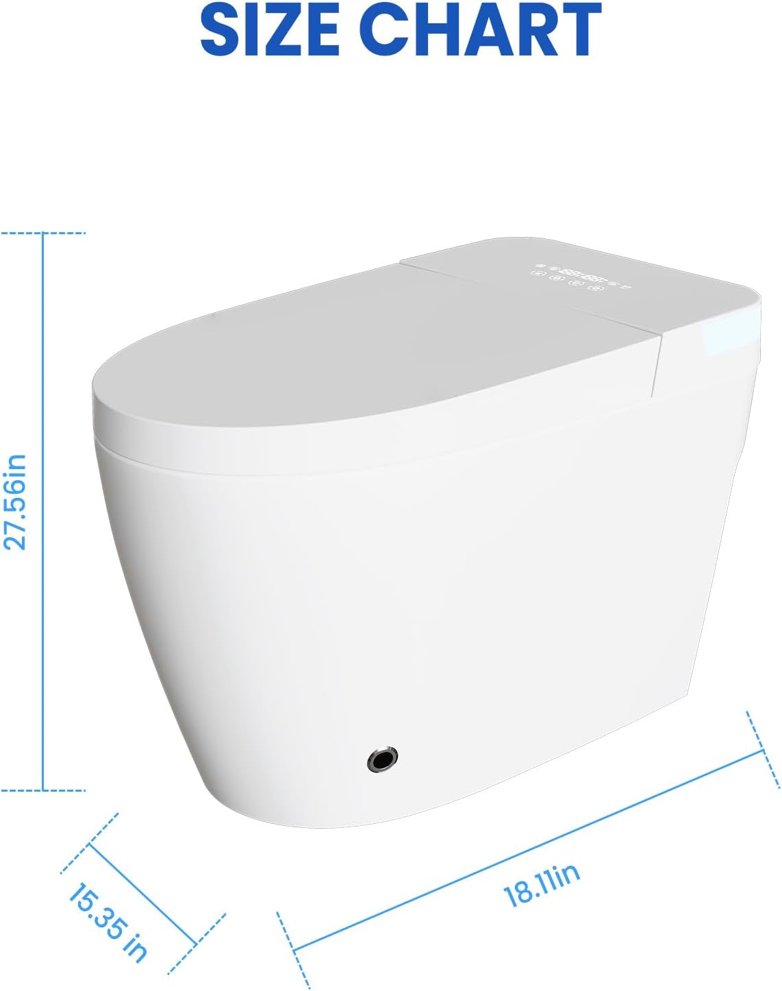 Smart Toilet with Bidet Built-In - Elongated One-Piece Design, Heated Seat, Auto Flush & Kick Sensor, Warm Water Wash, ADA Comfort Height, Night Light, LED Display, and Blackout Flush for Modern Bathr