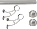 Solid Bar Mount Foot Rail Kit (Custom-Made), 2' OD Brushed Stainless Steel Tubing, Bar Mount Foot Rail Bracket, End Cap (Domed End Cap, 2 ft (24 in x 1))