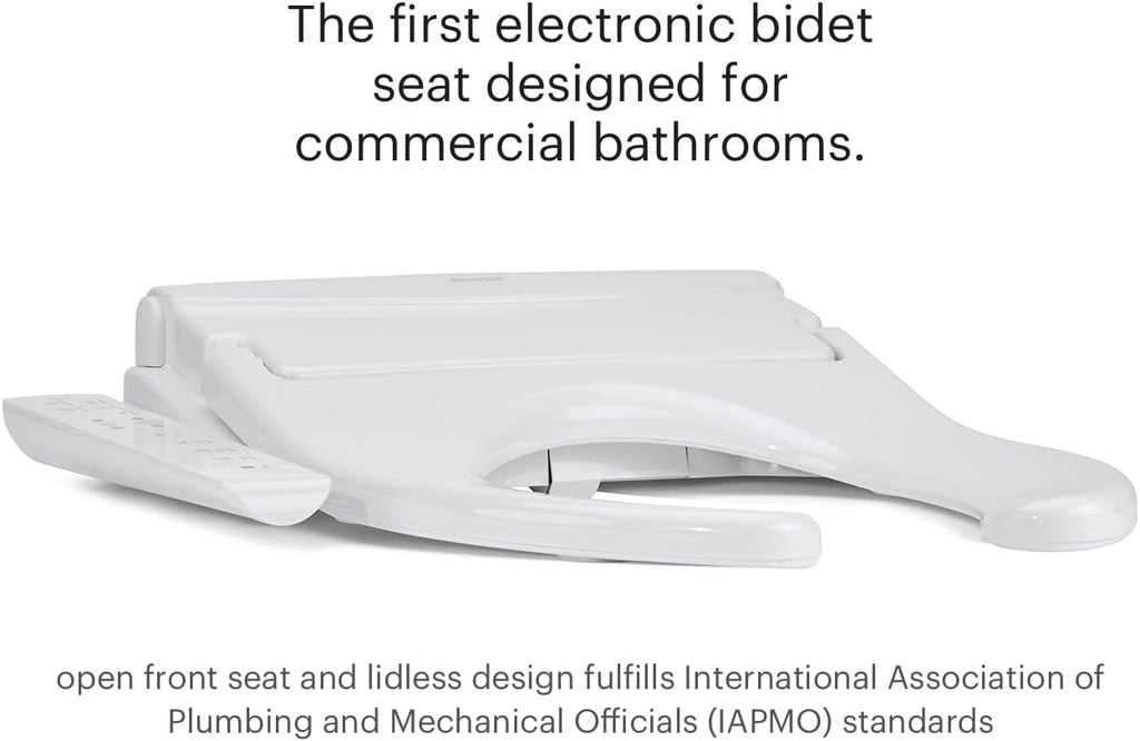 Brondell Commercial Bidet Toilet Seat, Swash Thinline T22, Open Front Cover, Side Arm Control, Heated Seat, Warm Water Wash, Warm Air Dryer, Self-Cleaning Stainless Steel Nozzle, Slim Design, White