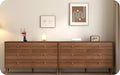 6 Drawer Dresser For Bedroom, 2 PCS 47 Inch Dresser for Closet with Walnut Frame, Modern Wood Chest of Drawers with Natural Texture & Pre-Embedded Slots For TV Stand, Living Room, Hallway, Office
