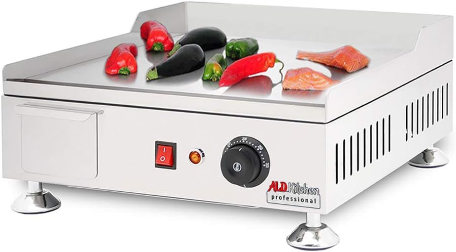 ALDKitchen Flat Top Griddle | Teppanyaki Grill with Dual Thermostat | No plug | 110V (16.00' x 18.00')