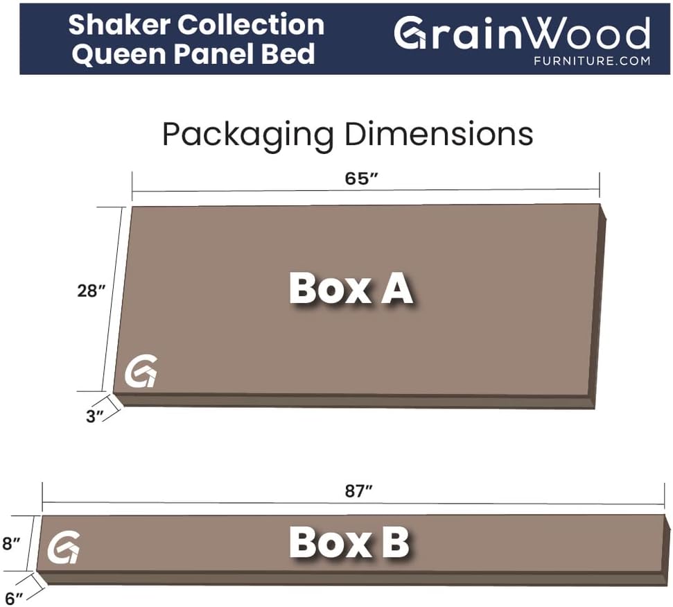 Grain Wood Furniture Shaker Solid Wood Panel Platform Bed, Queen Size, Walnut