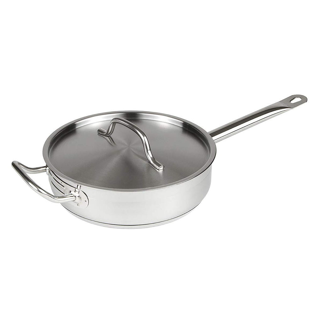 Update International (SSAU-7) 14' Induction Ready Stainless Steel Saute Pan w/Cover, Silver, 7 quarts