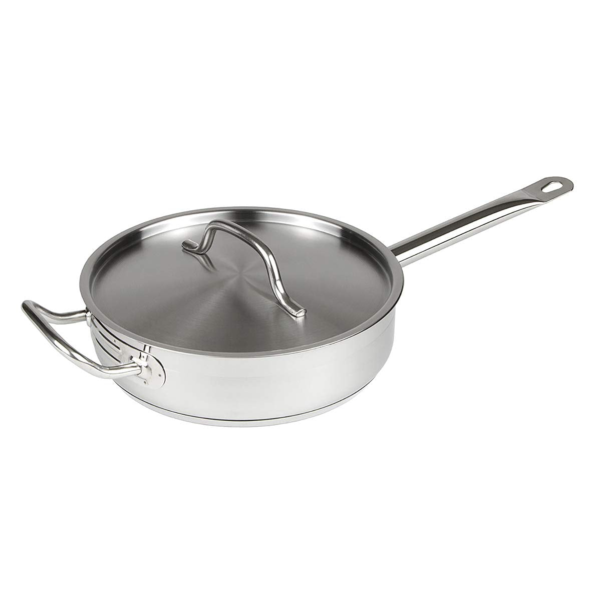 Update International (SSAU-7) 14' Induction Ready Stainless Steel Saute Pan w/Cover, Silver, 7 quarts