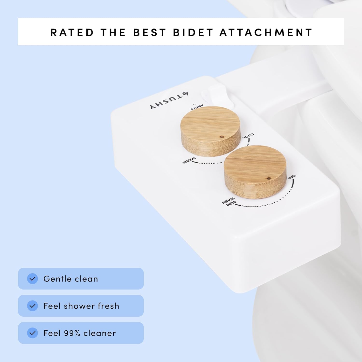 TUSHY Spa Self-Cleaning Warm Water Toilet Bidet Attachment. Adjustable Nozzle, Angle & Pressure. Easy DIY Home Install, Requires Sink Access for Optional Warm Water Control. (Biscuit/Brushed Nickel)
