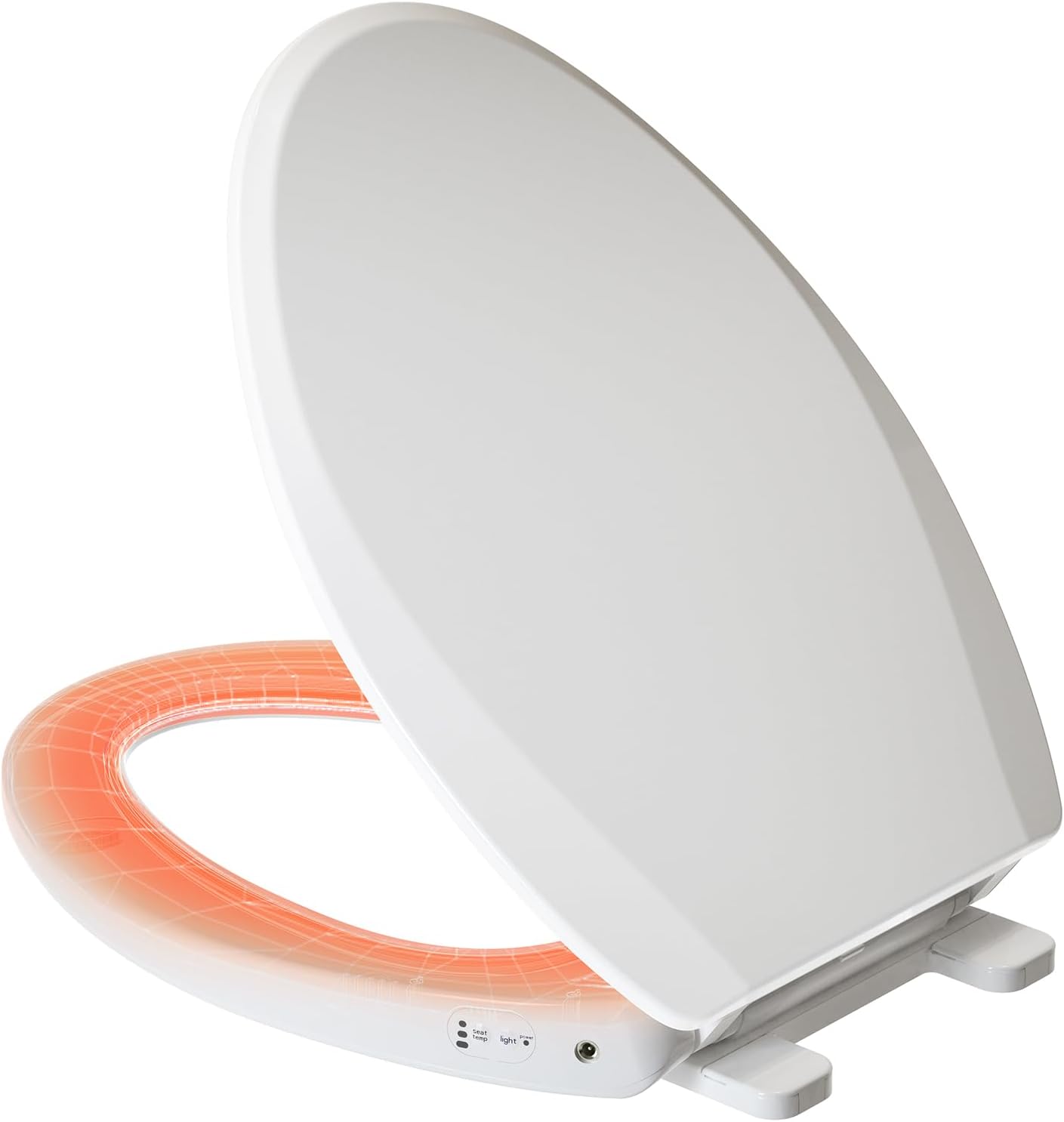 Clirass Elongated Heated Toilet Seat with Night Light, Three Temperature Settings Heated Seat,70 in Power Cord, Fit Elongated Toilet, Cold Water Bidet Function Toilet Seat With Slow Close