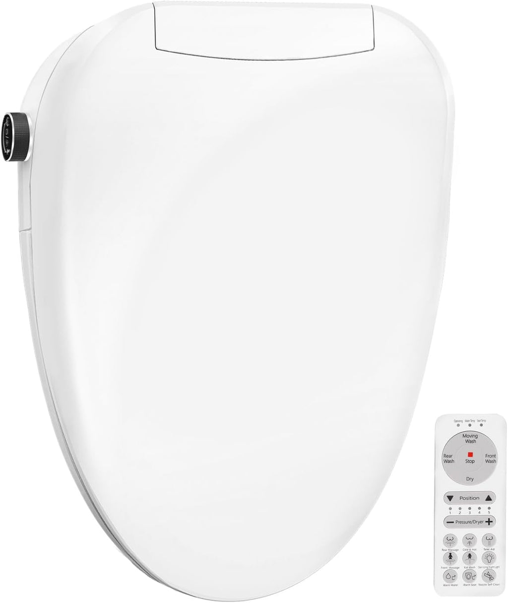 Bidet Toilet Seat Elongated,Electric Heated Bidet with Warm Water,Dryer,Remote Control & Multiple Spray Modes,Self-Clean Nozzle,Anti-Yellowing Material,for Women,Men,Pregnant & Elderly