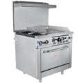 EMPURA 36' Freestanding Natural Gas Range | Cooking Stove with Single Standard Oven (2) Cast-Iron Open Burners and 24' Right Side Griddle | 130,000 BTU | 36'W x 32-1/4'D x 60-3/8'H, Stainless Steel