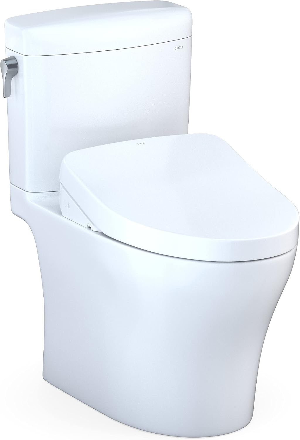 TOTO® WASHLET®+ Aquia IV® Cube Two-Piece Elongated Dual Flush 1.28 and 0.9 GPF Toilet with Auto Flush S550e Bidet Seat, Cotton White - MW4363056CEMFGNA#01