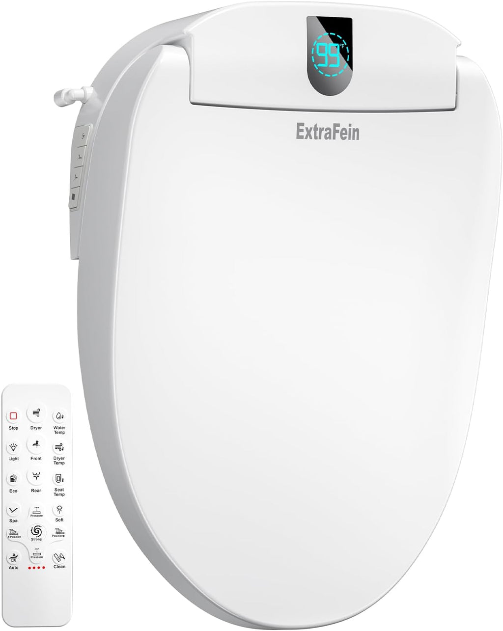 Smart Electric Bidet, Japanese Heated Toilet Seat Elongated with Dual Control, LED Display, Instant Warm Water & Air Dryer, Self-Clean Nozzle, Slow Close Lid, UV Light, Child/ECO/Silent Mode