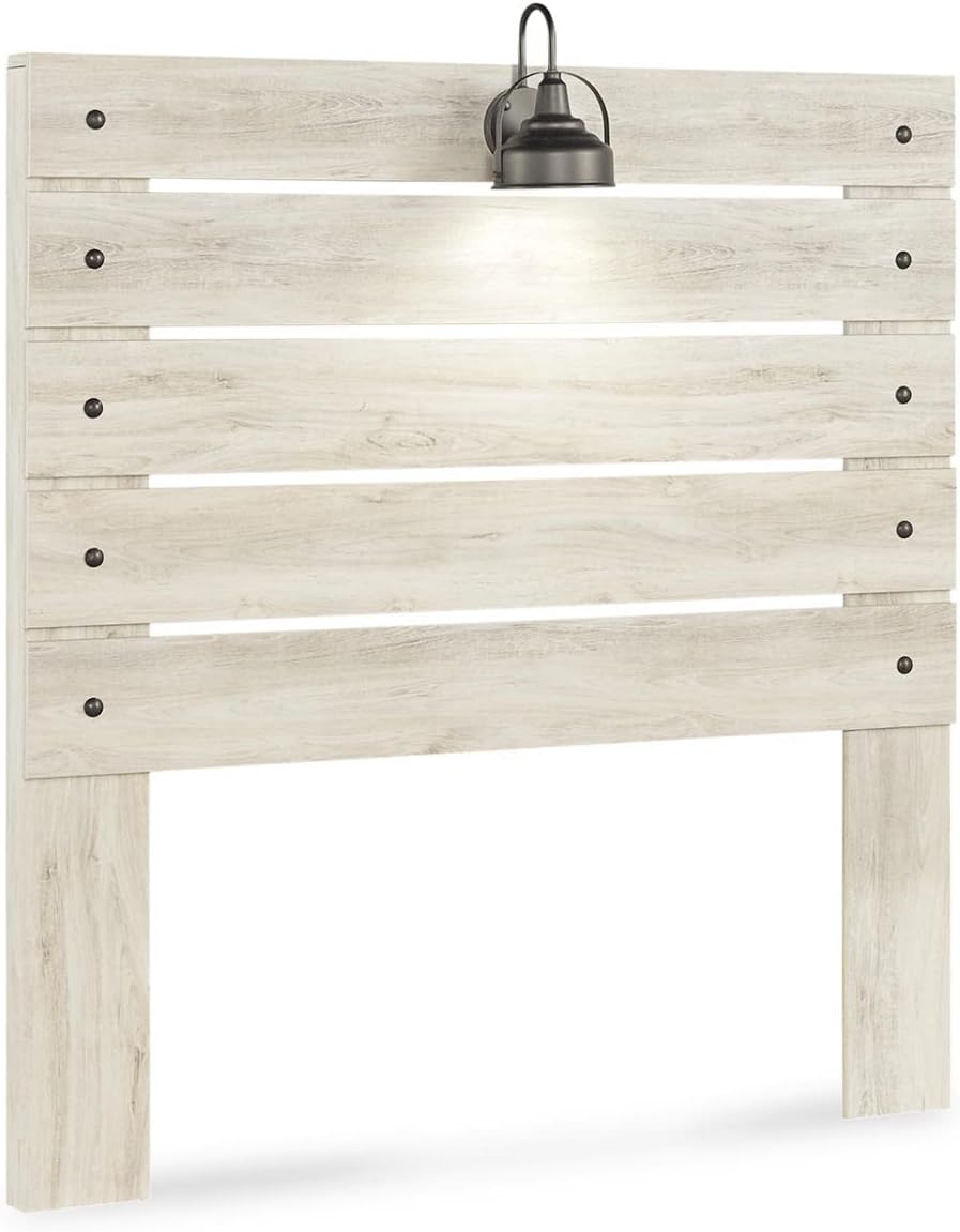 Signature Design by Ashley Cambeck Farmhouse Panel Headboard ONLY, Includes USB Charging Stations, For Full Size Beds, Whitewash, 57.09' W x 3.74' D x 60.47' H