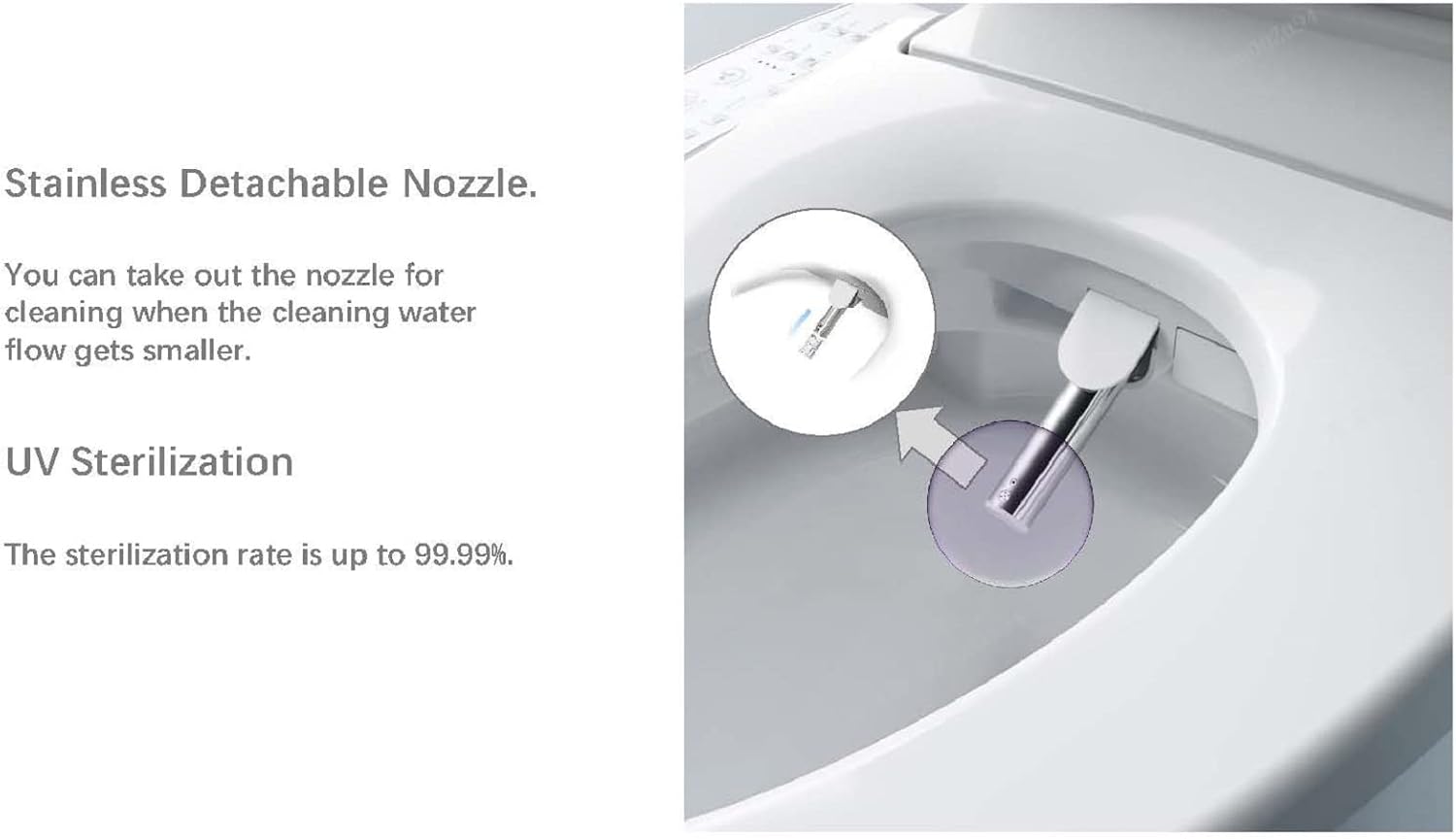 Firoe E35L Smart Toilet Bidet Seat, Elongated Slow Clsoe Heated Seat with Remote Control, Adjustable Water Tempreture, Dryer, Front & Rear Wash, Adjustable Nozzle, LED Light