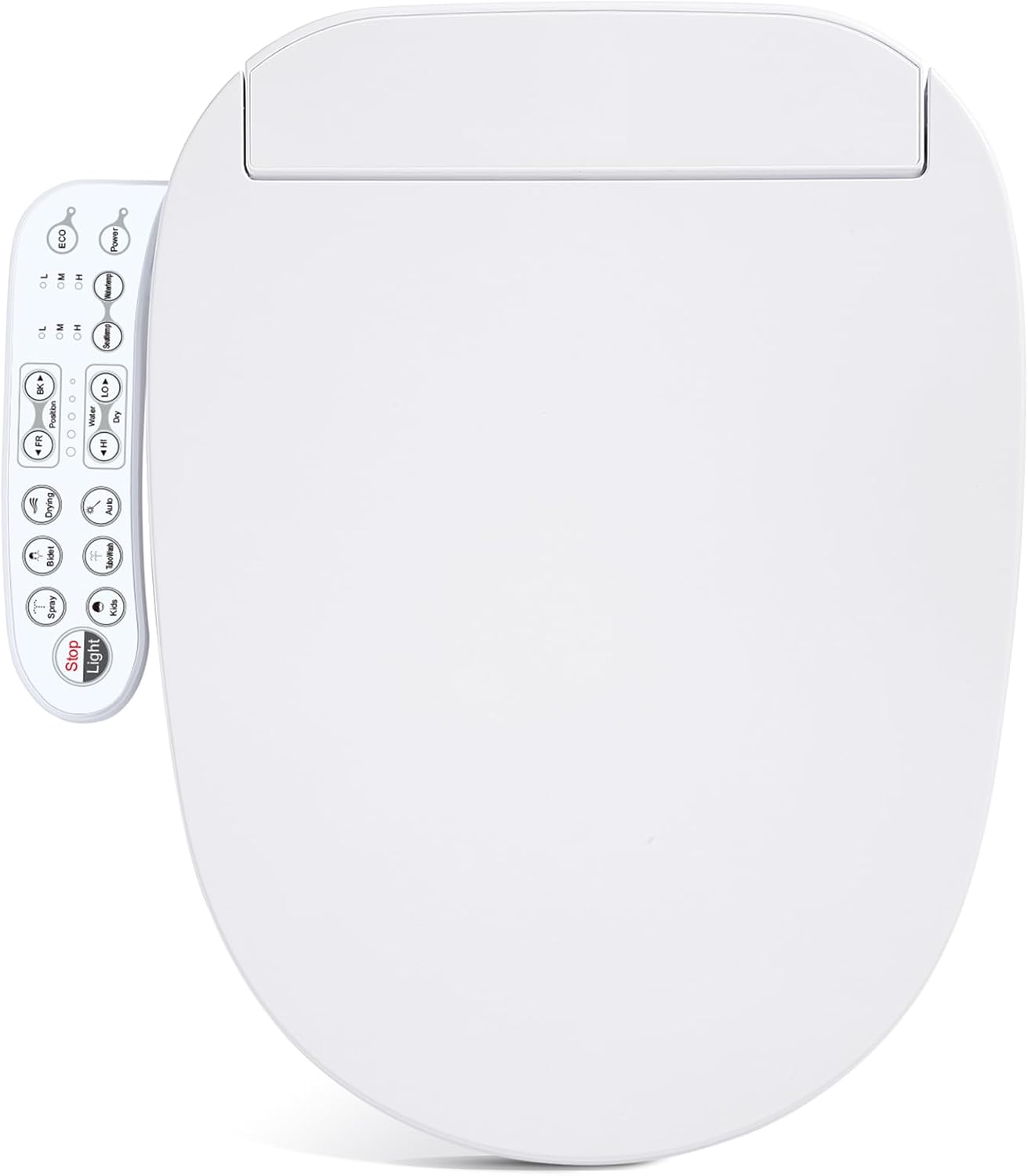 Heated Bidet Toilet Seat Elongated, Electric Smart Toilet Seat with Unlimited Warm Water, Warm Air Dryer, Remote Control, Vortex Wash, Night Light, Soft Close Lid, White