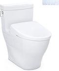 TOTO® WASHLET®+ Legato One-Piece Elongated 1.28 GPF Toilet and Contemporary WASHLET S7A Contemporary Bidet Seat, Cotton White - MW6244736CEFG#01