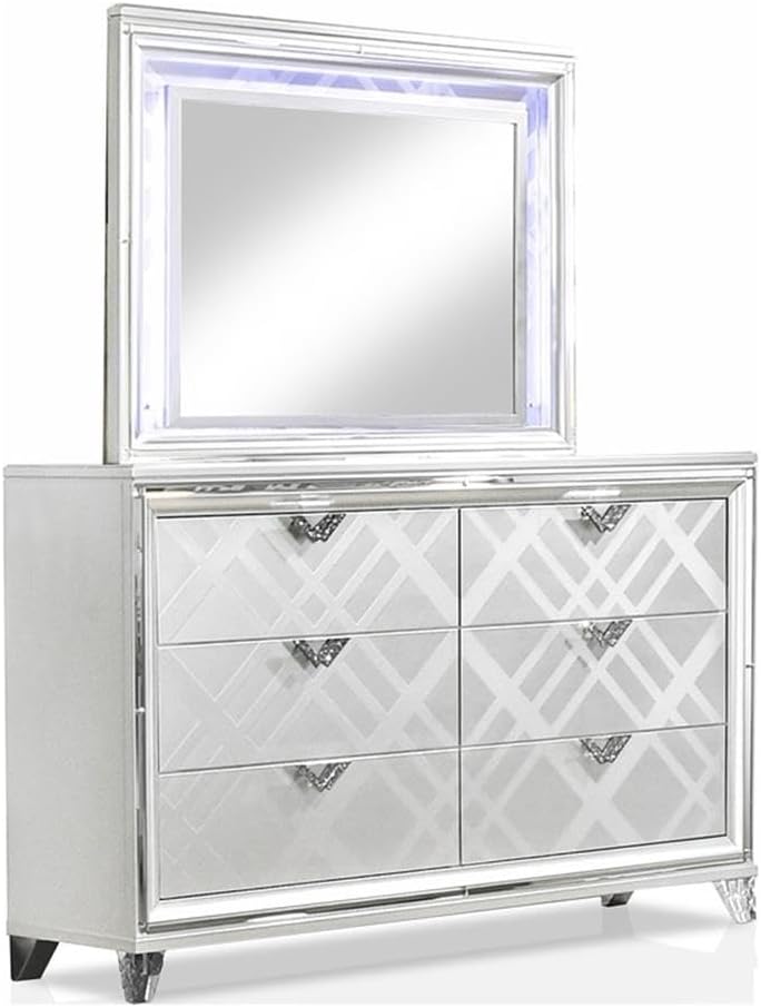Furniture of America FOA Anaiya 6-Piece Contemporary Wood King Bedroom Set in White