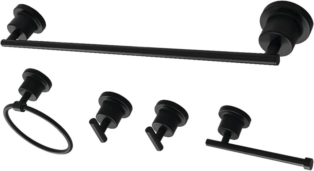 Kingston Brass BAH8212478MB Concord 5-Piece Bathroom Accessory Set, Matte Black