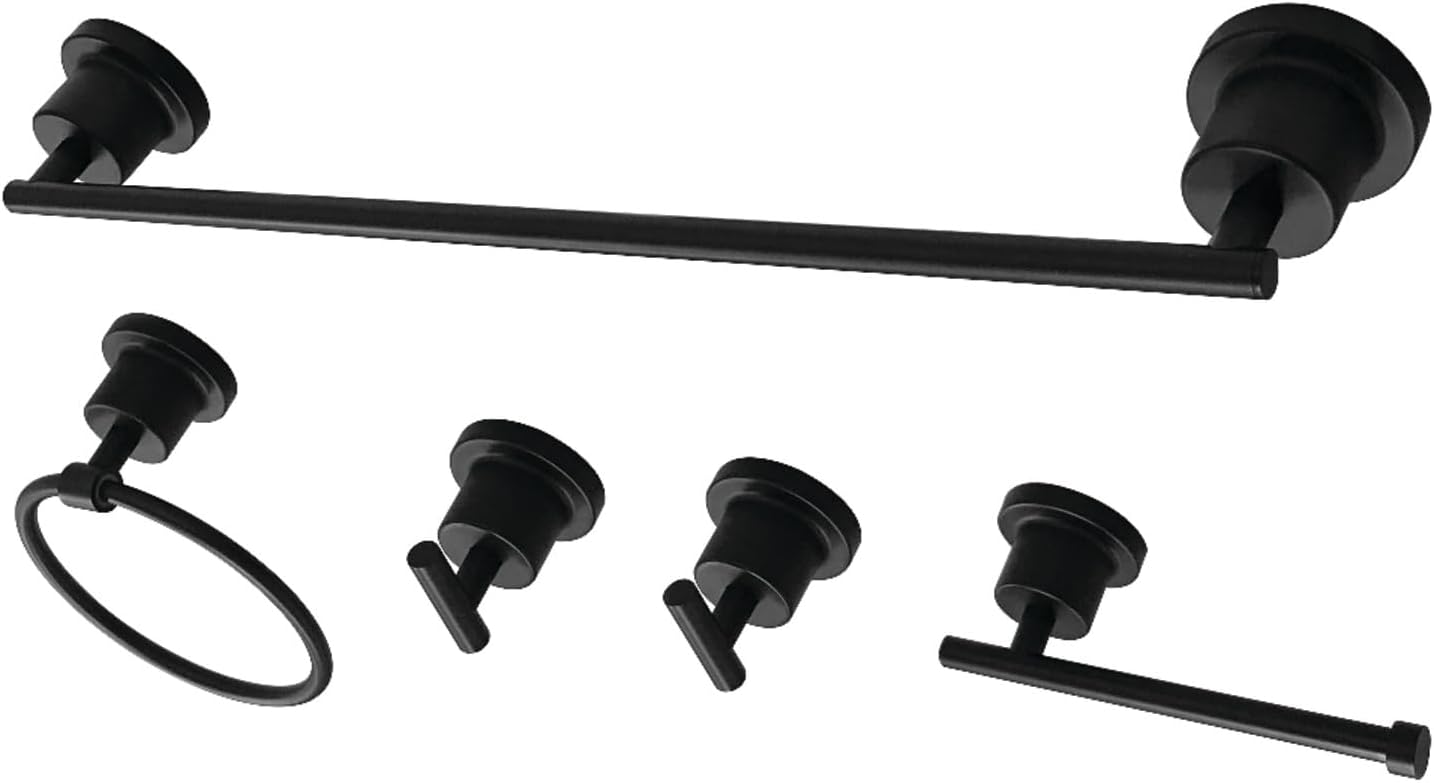 Kingston Brass BAH8212478MB Concord 5-Piece Bathroom Accessory Set, Matte Black