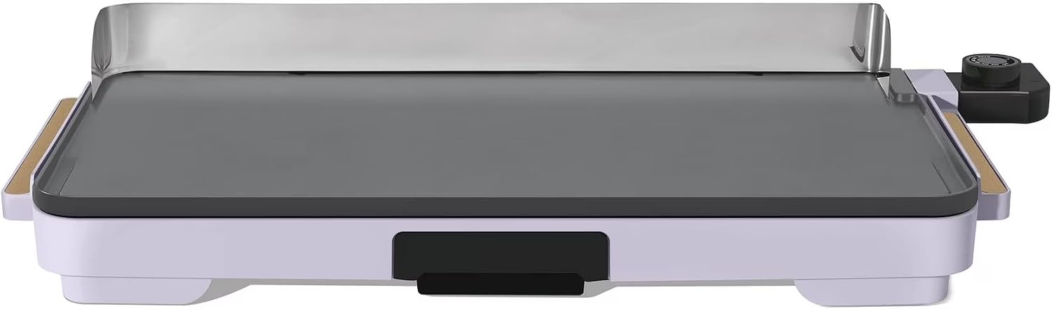XL Electric Griddle 12' x 22' – Non-Stick, Family Size, Adjustable Temperature, Removable Drip Tray (Lavender)