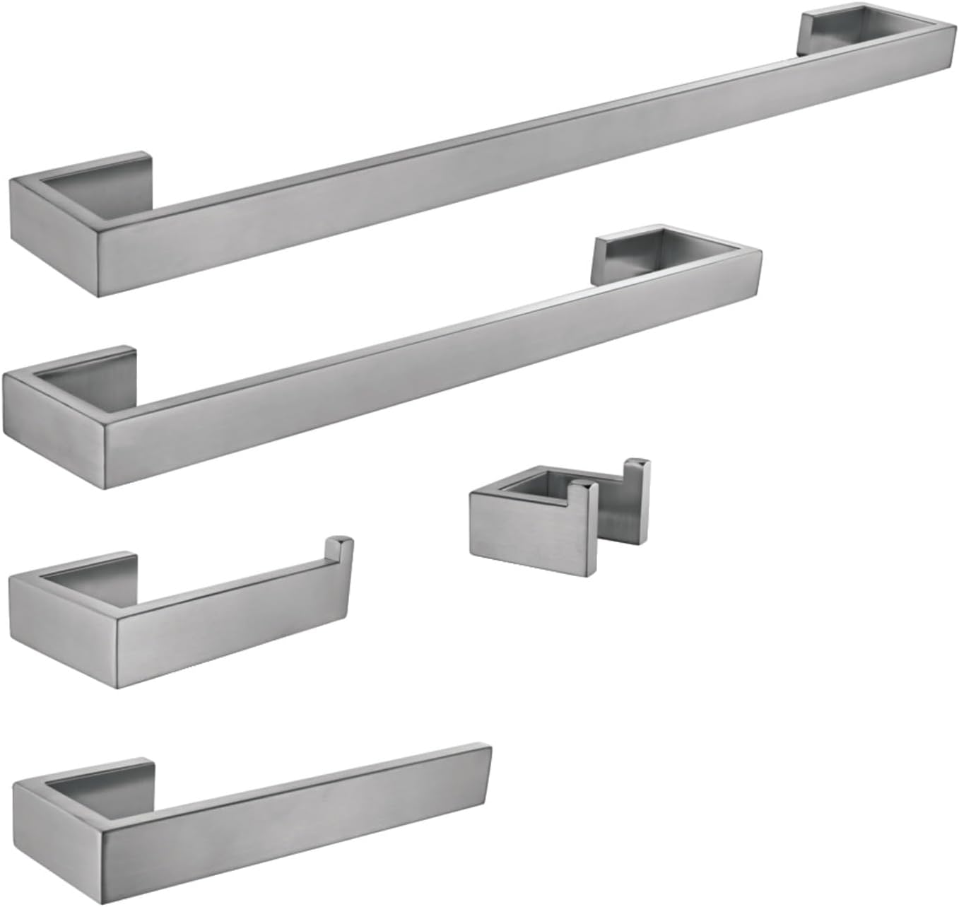 Kingston Brass BAHK6412478BN Lasdun 5-Piece 18-Inch and 24-Inch Towel Bars Bathroom Accessory Set in Brushed Nickel