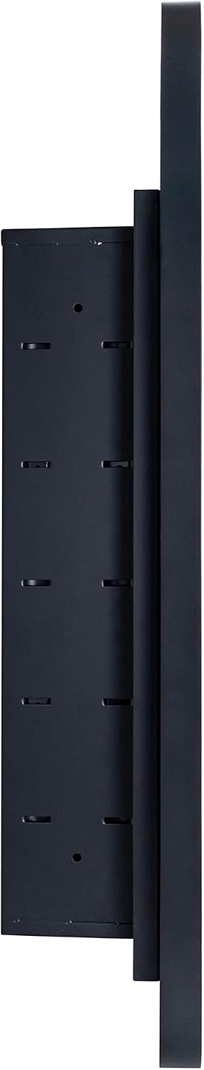 Matt Black Arched Recessed Bathroom Medicine Cabinet with Mirror Stainless Steel Metal Framed Rectangular Bathroom Cabinet with Mirror 16x28.3''