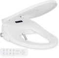 Smart Heated Toilet Seat for Elongated V-Shaped Toilets – Bidet Warm Water Wash, Self-Cleaning Nozzle, Warm Air Dryer, Deodorizer, Soft-Close Lid, LED Night Light & Remote Control, Easy Install