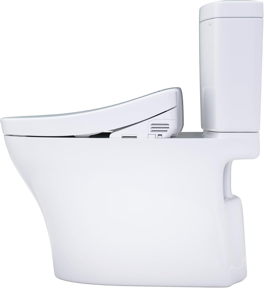 TOTO® WASHLET+® Aquia IV Two-Piece Elongated Dual Flush 1.28 and 0.9 GPF Toilet and WASHLET S2 Bidet Seat, Cotton White - MW4463346CEMGN#01