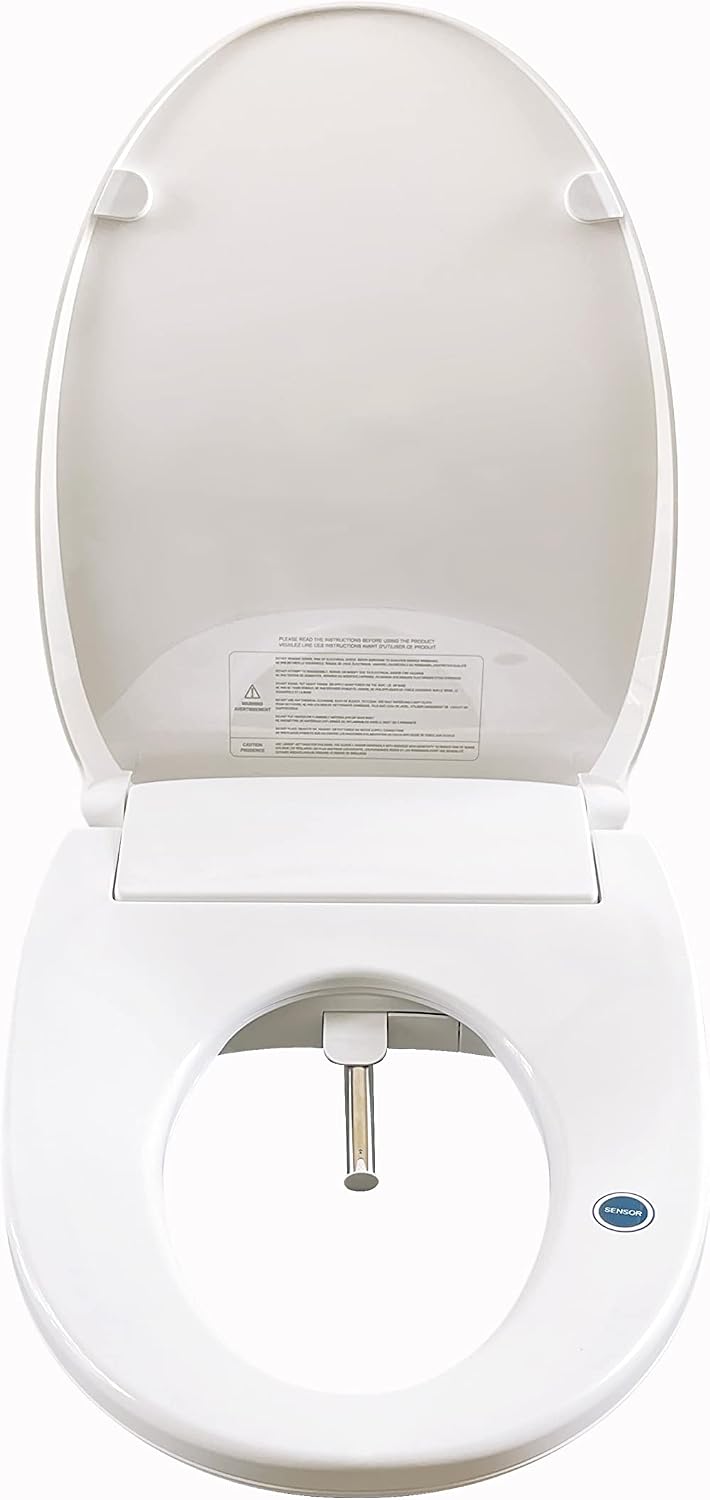 By Fluidmaster 9500E-001 Electronic Bidet Heated Toilet Seat with Warm Water and Air Dryer, Deodorizer, Easy Install, Elongated, White