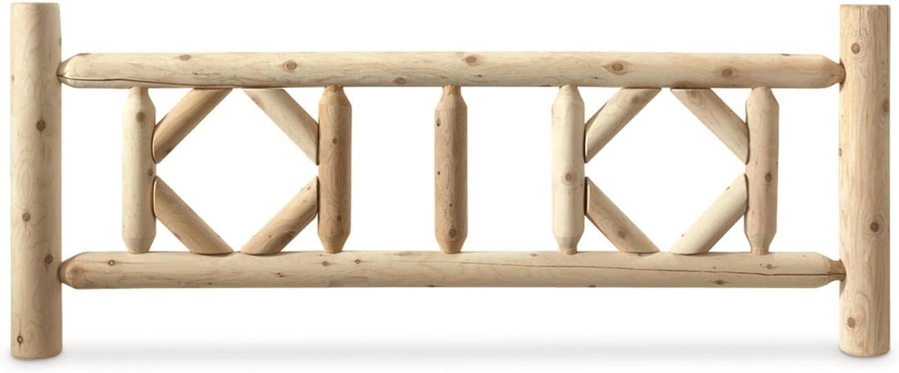 CASTLECREEK Diamond Cedar Log Bed Frame Full-Size, Rustic Natural Wood Bed Frames with Headboard