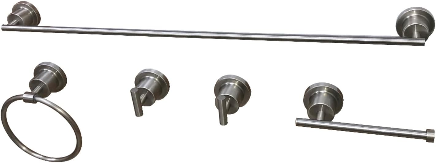 Kingston Brass BAH8212478SN Concord 5-Piece 18-Inch Towel Bar Bathroom Accessory Set in Brushed Nickel