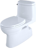 TOTO® Carlyle® II One-Piece Elongated 1.28 GPF Universal Height Toilet with CEFIONTECT and SS124 SoftClose Seat, WASHLET+ Ready, Cotton White - MS614124CEFG#01