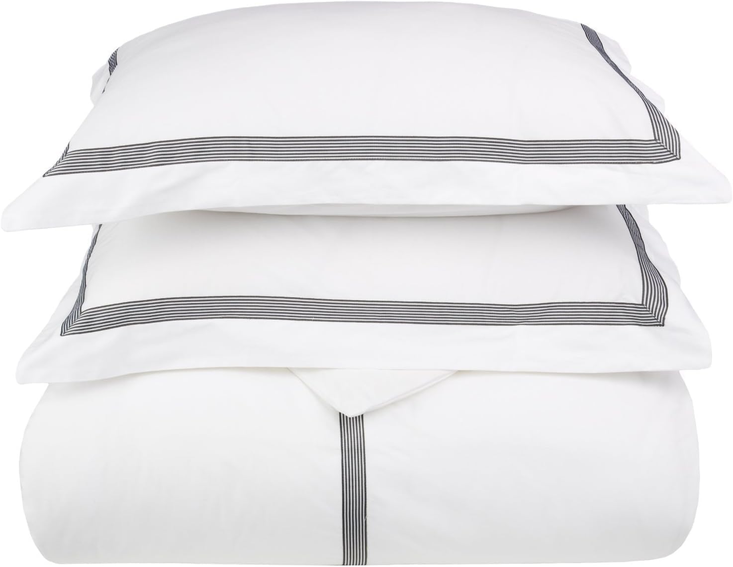 Superior Miller Cotton 300 TC Duvet Cover Set, Soft Comforter Covers, Bedroom Essentials, Coastal Striped, Includes 1 Duvet Cover with Button Closure, 2 Pillow Shams, King/California King, Black