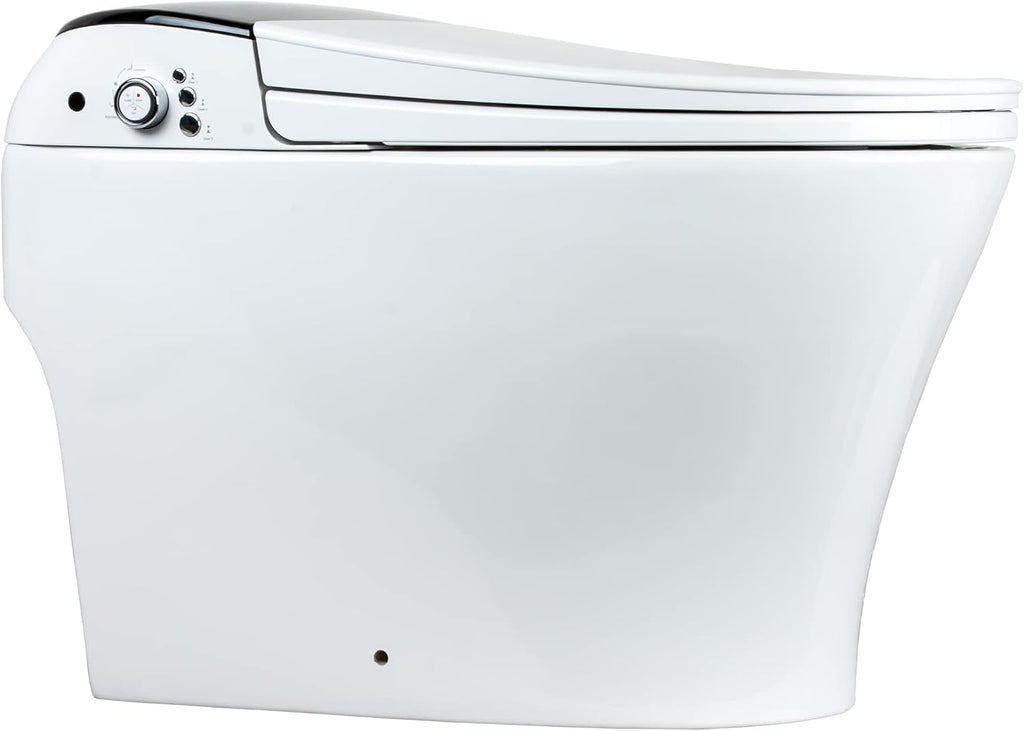 EUROTO Luxury Dual Flush Smart Toilet Bidet - Auto Open/Close Lid, Instant Heated Seat and Warm Water, Adjustable Water Pressure and Foot-Kick Sensor with 3-User Memory Setting