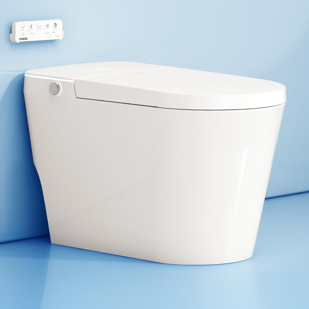 Smart Toilet with Bidet Built in, Auto Open/Close, Foam Shield, Foot Sensing Operation, Built-in Tank & Pump-Assisted Auto Flush, Wider Heated Seat, Luxury One Piece Elongated Bidet Toilet