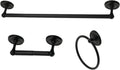 Kingston Brass BAK31248MB Victorian 3-Piece 18-Inch Towel Bar Bathroom Accessory Set in Matte Black