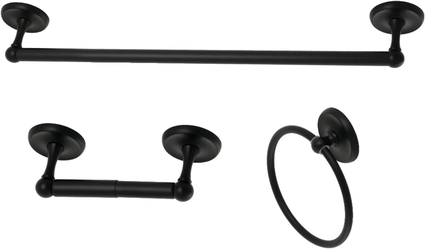 Kingston Brass BAK31248MB Victorian 3-Piece 18-Inch Towel Bar Bathroom Accessory Set in Matte Black